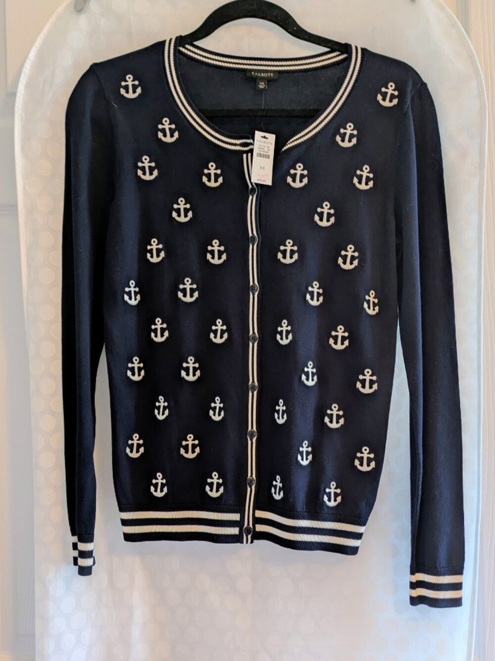 Talbots Blue Cardigan Nautical Theme - XS
